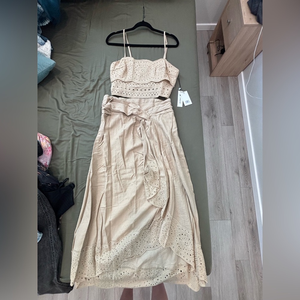 Jason Wu Beige Eyelet Two-Piece Maxi Set